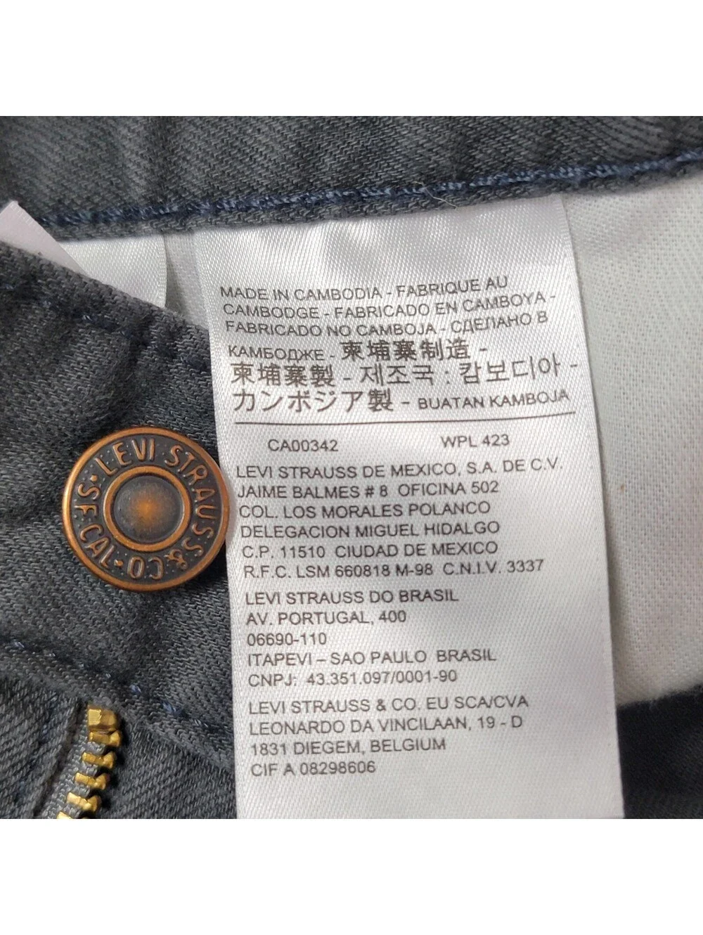 Levi's 505 Black Straight Leg Jeans W36 L30 Charcoal Classic